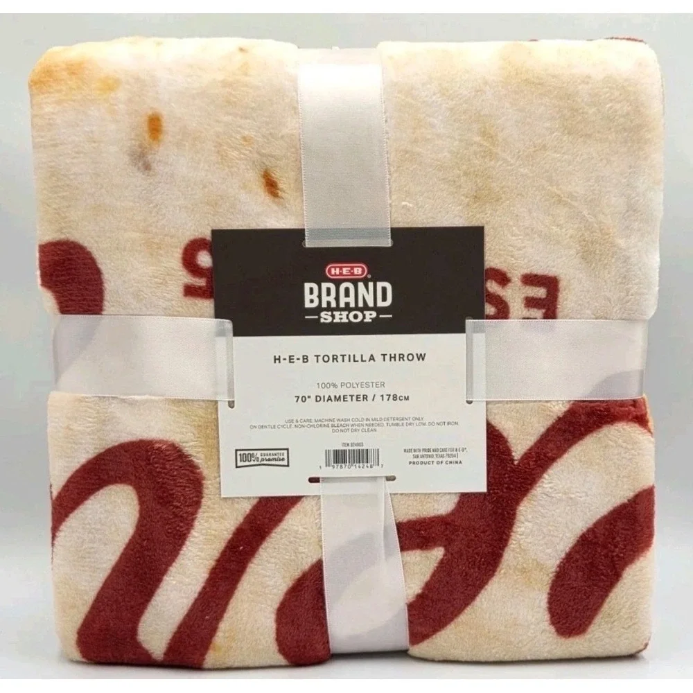 HEB Brand Shop Tortilla Throw Blanket 70 Inch Round Flour Tortilla Fleece New